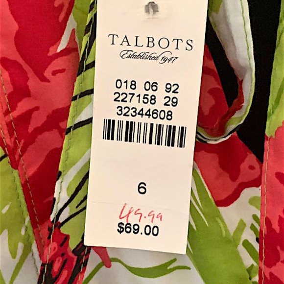 Vintage (NEW with TAG) TALBOTS 100% Cotton FLORAL PLEATED SKIRT -Size 6 - Picture 2 of 12